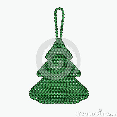Crochet christmas tree. Xmas tree toy. Stock Photo