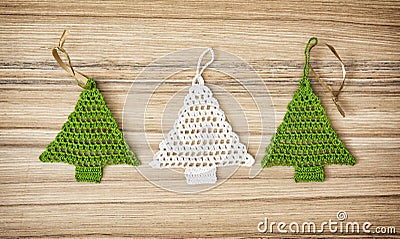 Crochet christmas trees Stock Photo