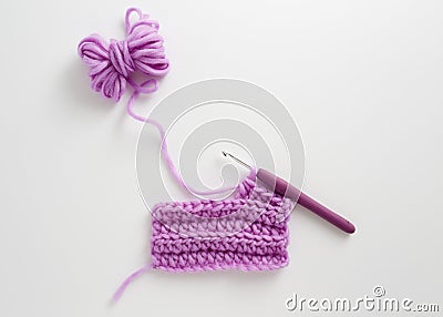 Crochet Hook and Wool Stock Photo