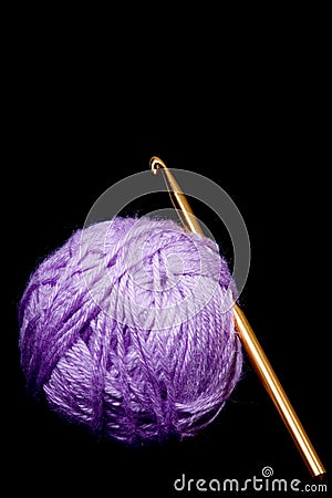 Crochet hook and yarn Stock Photo