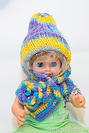 Crochet scarf and hat Stock Photo