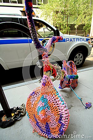 Crocheted bike in Manhattan street Editorial Stock Photo