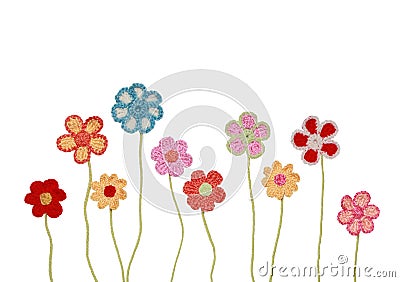 Crocheted Flower collection Stock Photo