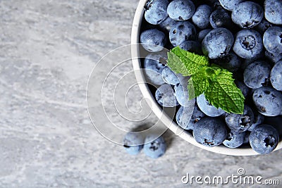 Crockery with fresh blueberries and space for text Stock Photo