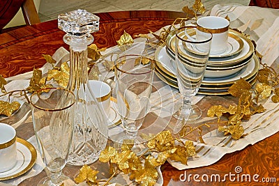 Crockery and glass Stock Photo