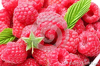 Crockery with raspberries. Stock Photo