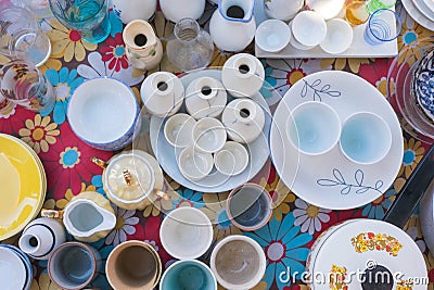 Crockery view flat Stock Photo