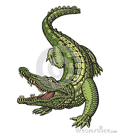 Crocodile or Alligator. Animal in ethnic style. Vector illustration Vector Illustration