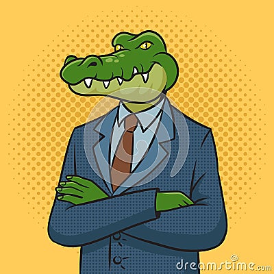 crocodile alligator businessman pop art vector Vector Illustration