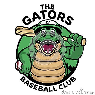 The Crocodile Alligator Cartoon Baseball Club Vector Illustration