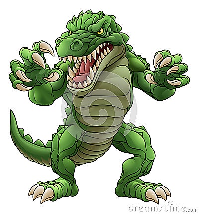 Crocodile Alligator Cartoon Lizard Dino Monster Vector Illustration