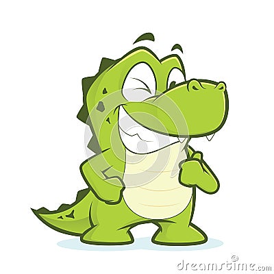 Crocodile or alligator giving thumbs up and winking Vector Illustration