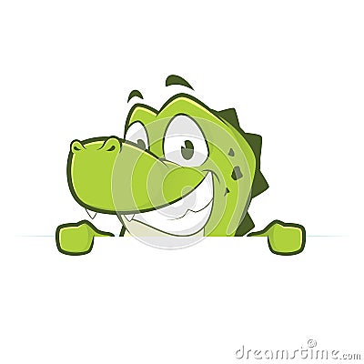 Crocodile or alligator holding and looking over a blank sign board Vector Illustration