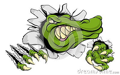 Crocodile or alligator smashing through wall Vector Illustration
