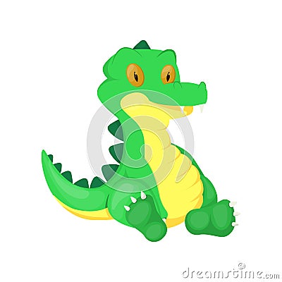 Crocodile animal cartoon alligator character green zoo wildlife reptile predator illustration. Cartoon Illustration