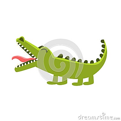 Crocodile Burping, Cartoon Character And His Everyday Wild Animal Activity Illustration Vector Illustration