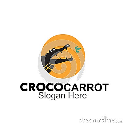 Crocodile carrot logo design concept Vector Illustration