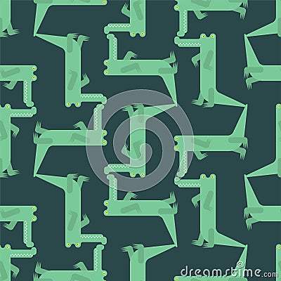 Crocodile Cartoon Pattern seamless. croc Background. alligator texture. Baby fabric ornament Vector Illustration