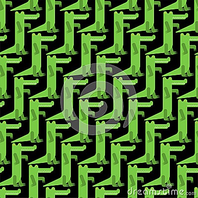 Crocodile Cartoon Pattern seamless. croc Background. alligator texture. Baby fabric ornament Vector Illustration