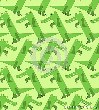 Crocodile Cartoon Pattern seamless. croc Background. alligator texture. Baby fabric ornament Vector Illustration