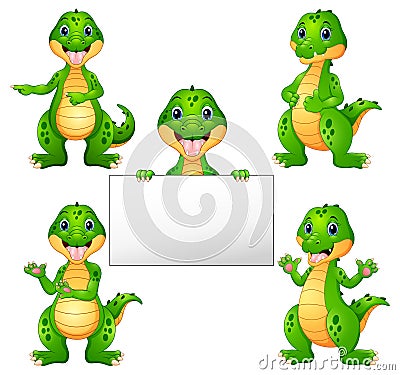 Crocodile cartoon set Vector Illustration