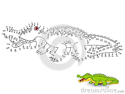 Crocodile Connect the dots and color Vector Illustration