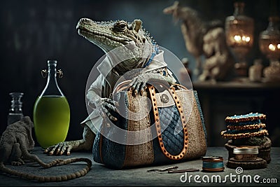 Crocodile Couture: Designer Handbags from a Fashionable Predator Stock Photo