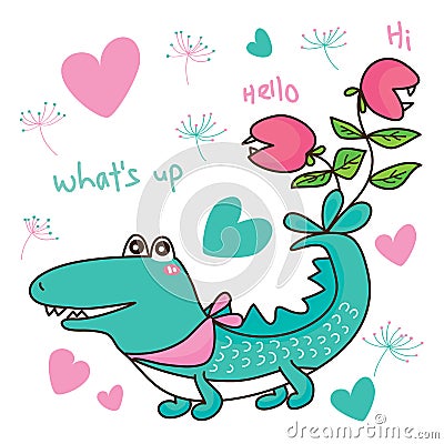 Crocodile cute but no cute Vector Illustration