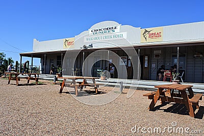 Crocodile Dundee`s Walkabout Creek Hotel in McKinlay Queensland Australia Editorial Stock Photo