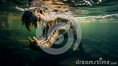 Crocodile emerging from the water Stock Photo