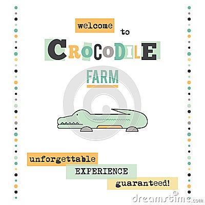 Crocodile farm banner Vector Illustration