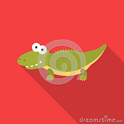 Crocodile flat icon. Illustration for web and mobile design. Vector Illustration