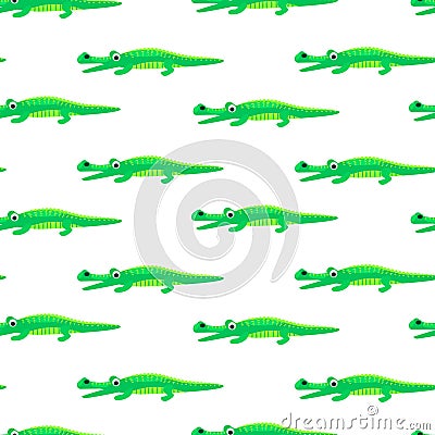 Crocodile green and white seamless pattern vector. Vector Illustration