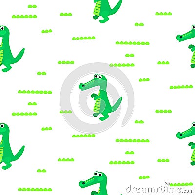 Crocodile green and white seamless pattern vector. Vector Illustration
