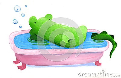 Crocodile is having a bath Stock Photo