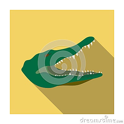 Crocodile icon in flat style isolated on white background. Realistic animals symbol stock vector illustration. Vector Illustration