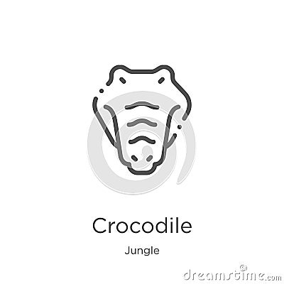 crocodile icon vector from jungle collection. Thin line crocodile outline icon vector illustration. Outline, thin line crocodile Vector Illustration