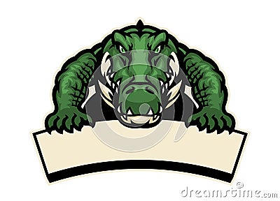 Crocodile mascot hold the blank banner for text Vector Illustration