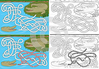 Crocodile maze Vector Illustration