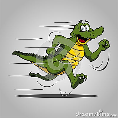 Crocodile run cartoon illustration vector Vector Illustration