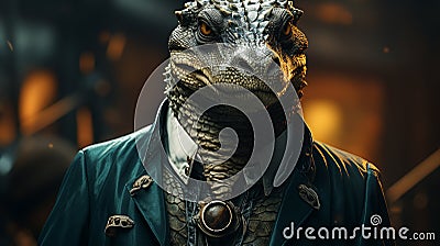 crocodile safari hunter or alligator. generative ai Stock Photo