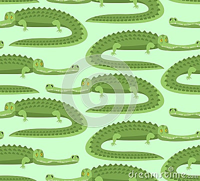 Crocodile seamless pattern. Good caiman ornament. Wild animal. G Vector Illustration