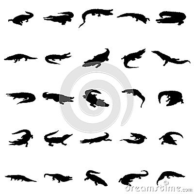 Crocodile silhouettes set Vector Illustration