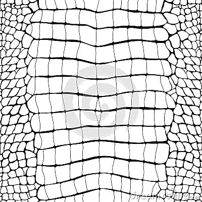 Crocodile Skin Black and White Seamless Pattern Vector Illustration