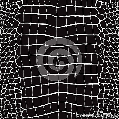 Crocodile Skin Black and White Seamless Pattern Vector Illustration