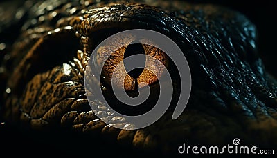 Crocodile staring, yellow eye, dangerous predator lurking generative AI Stock Photo