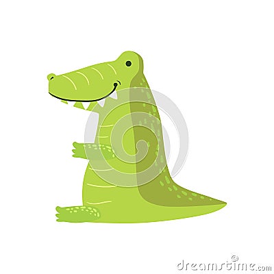 Crocodile Stylized Childish Drawing Vector Illustration