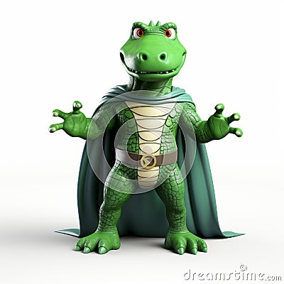 Crocodile Super Hero Costume: White With Green Color - Ray Caesar Style Stock Photo