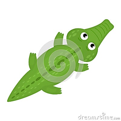 Crocodile vector cartoon crocodilian character of green alligator playing in kids playroom illustration animalistic Vector Illustration