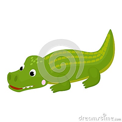 Crocodile vector cartoon crocodilian character of green alligator playing in kids playroom illustration animalistic Vector Illustration